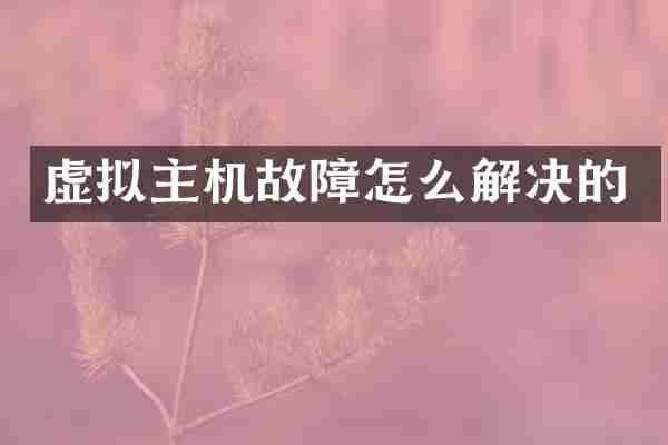 虚拟主机故障怎么解决的