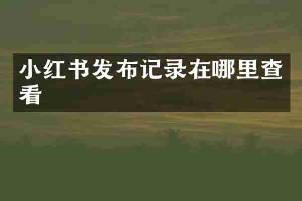 小红书发布记录在哪里查看