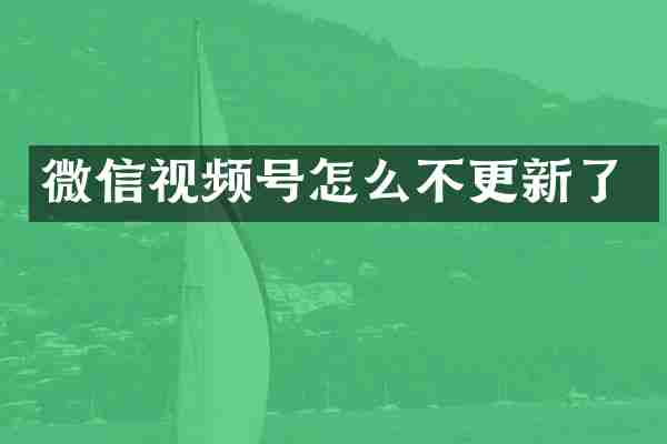 微信视频号怎么不更新了