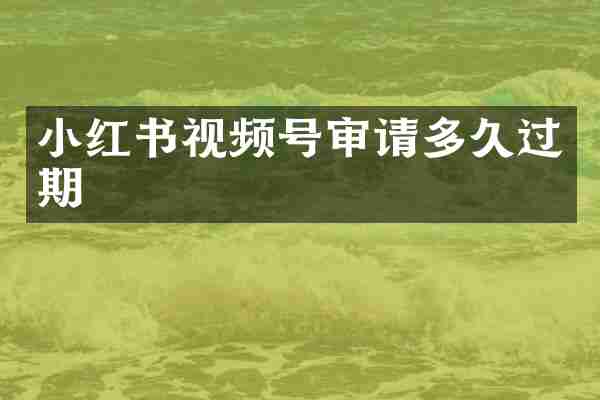 小红书视频号审请多久过期