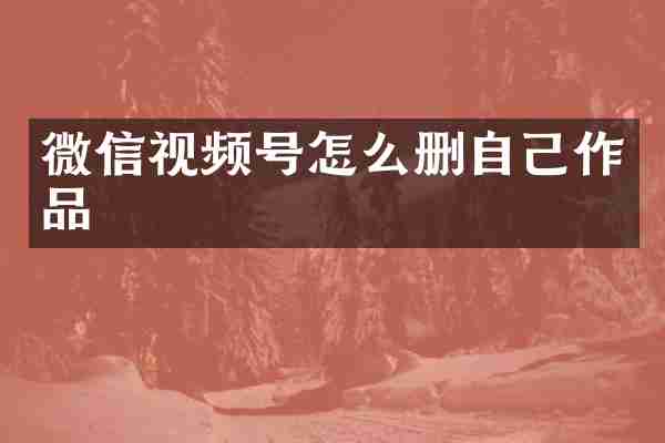 微信视频号怎么删自己作品