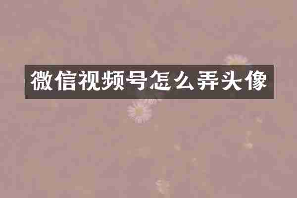 微信视频号怎么弄头像