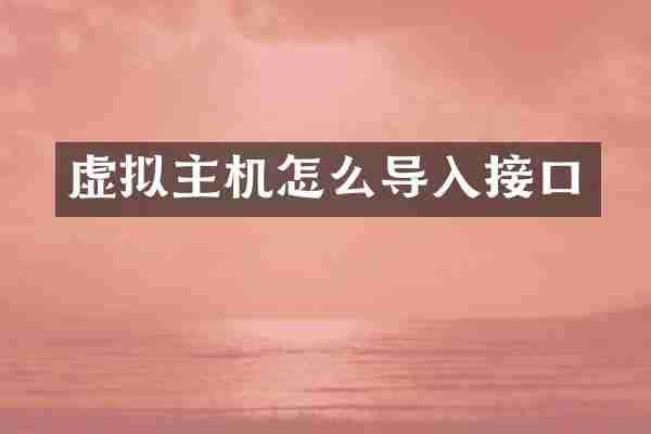 虚拟主机怎么导入接口