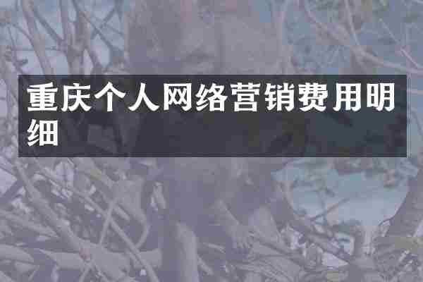 重庆个人网络营销费用明细