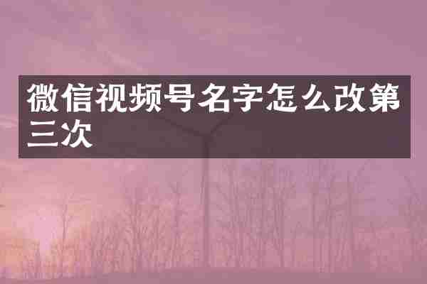 微信视频号名字怎么改第三次
