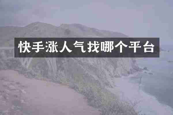 快手涨人气找哪个平台