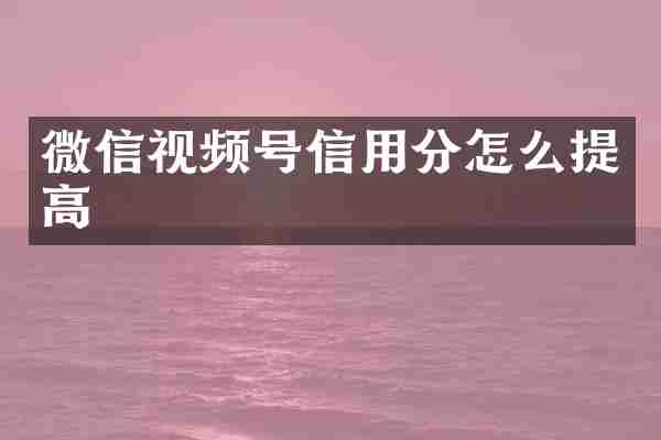 微信视频号信用分怎么提高