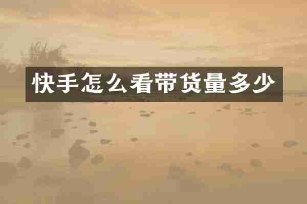 快手怎么看带货量多少