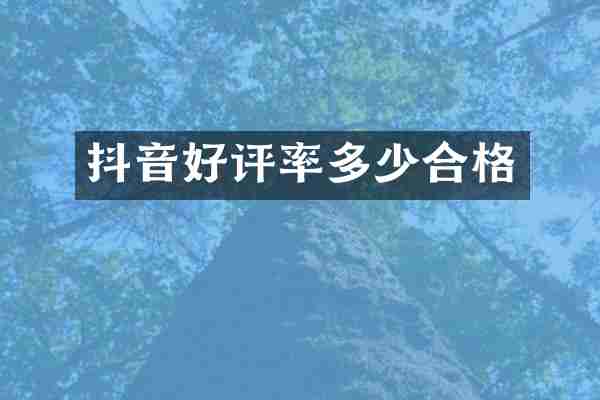 抖音好评率多少合格