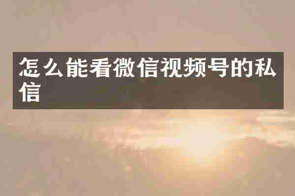 怎么能看微信视频号的私信
