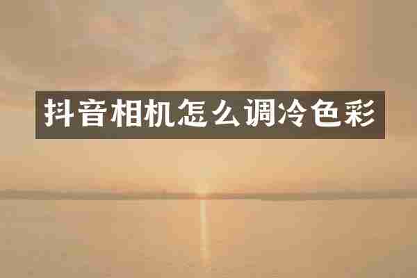 抖音相机怎么调冷色彩