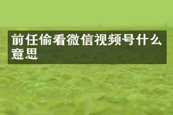 前任偷看微信视频号什么意思