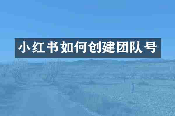 小红书如何创建团队号