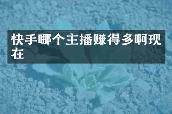 快手哪个主播赚得多啊现在