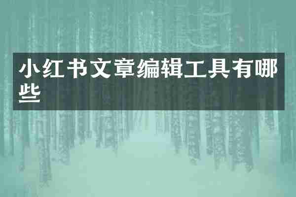 小红书文章编辑工具有哪些