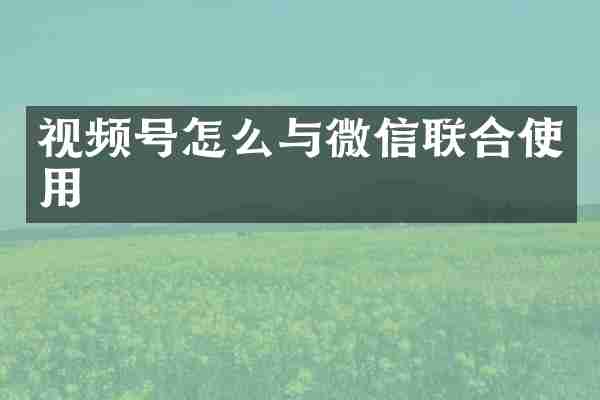 视频号怎么与微信联合使用