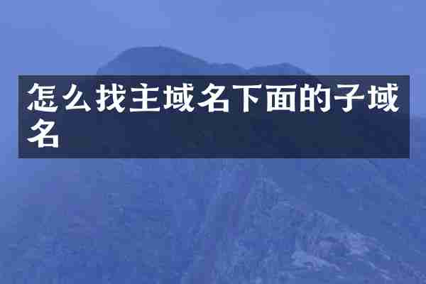 怎么找主域名下面的子域名