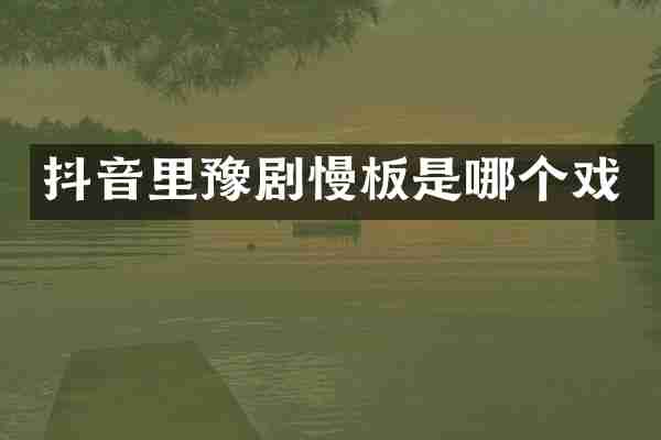 抖音里豫剧慢板是哪个戏