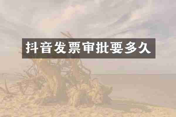 抖音发票审批要多久