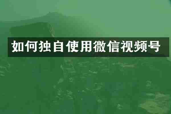 如何独自使用微信视频号