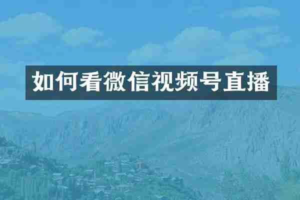 如何看微信视频号直播