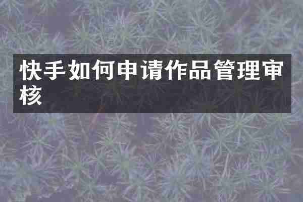 快手如何申请作品管理审核