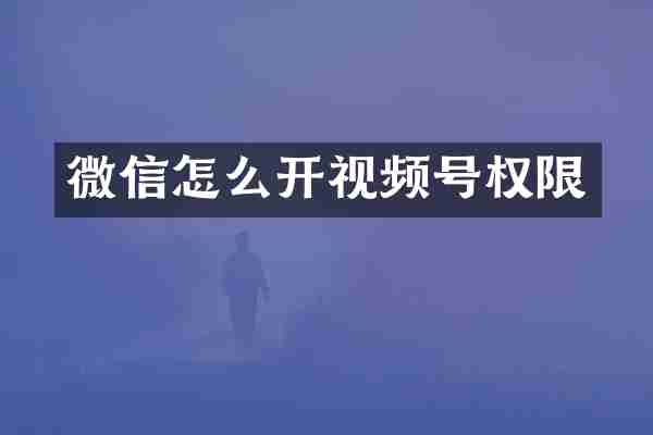微信怎么开视频号权限