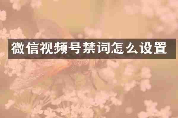 微信视频号禁词怎么设置
