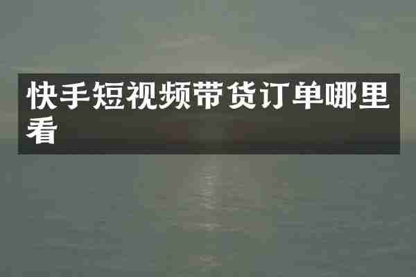 快手短视频带货订单哪里看