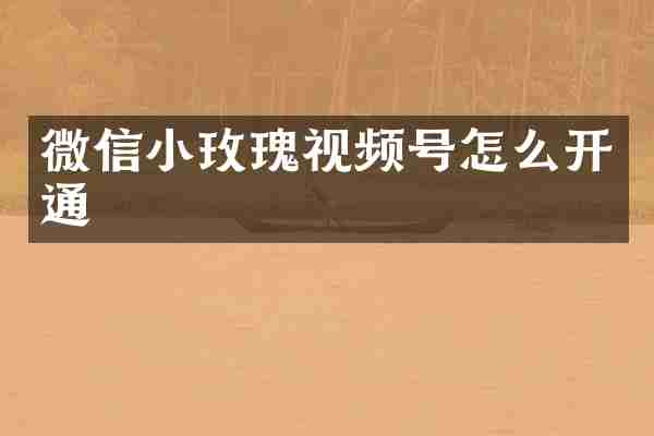 微信小玫瑰视频号怎么开通