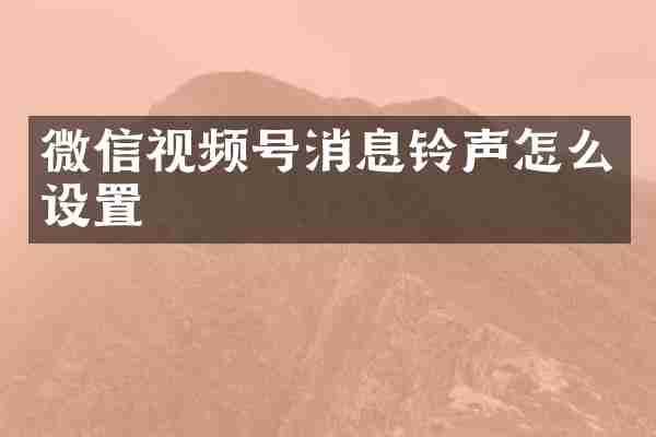 微信视频号消息铃声怎么设置