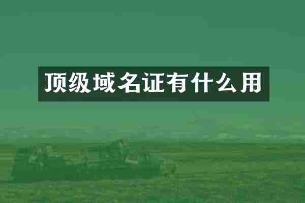 顶级域名证有什么用