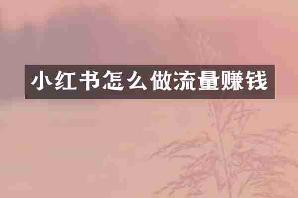 小红书怎么做流量赚钱