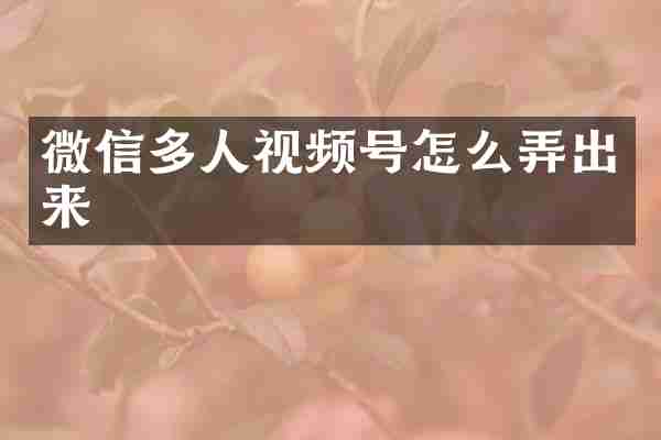 微信多人视频号怎么弄出来
