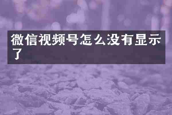 微信视频号怎么没有显示了