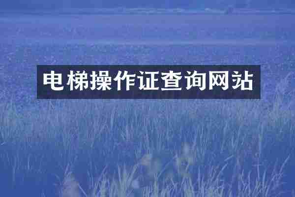 电梯操作证查询网站