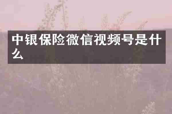 中银保险微信视频号是什么