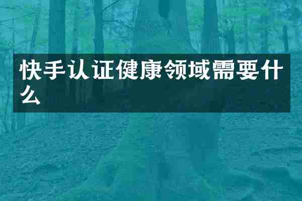 快手认证健康领域需要什么