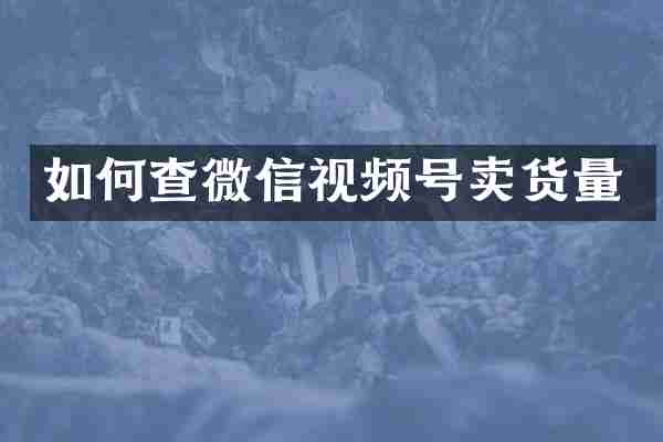 如何查微信视频号卖货量