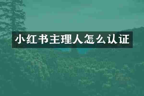 小红书主理人怎么认证