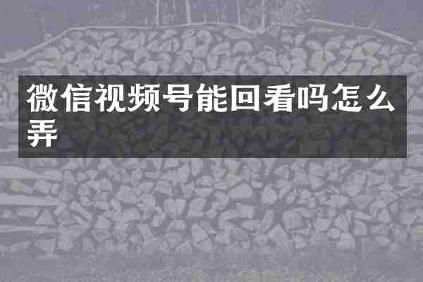 微信视频号能回看吗怎么弄