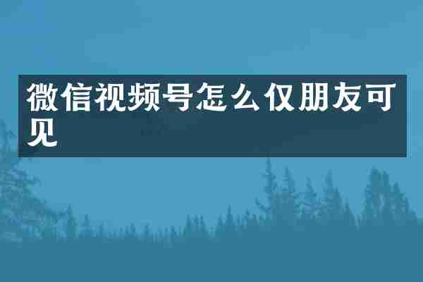 微信视频号怎么仅朋友可见