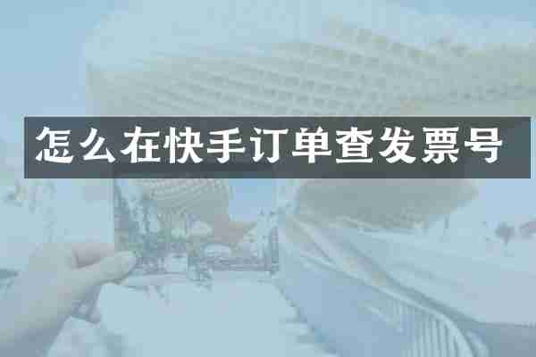 怎么在快手订单查发票号