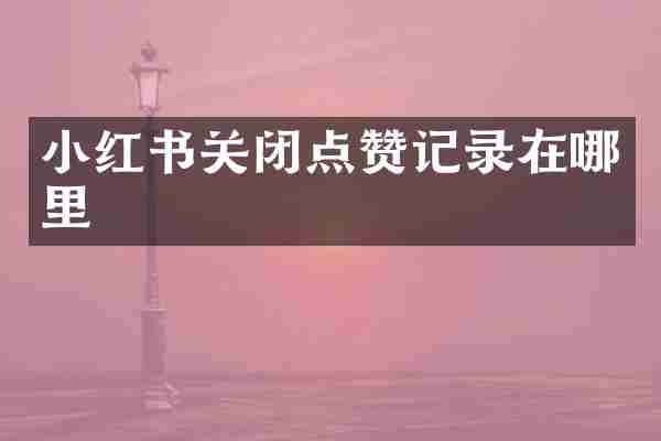 小红书关闭点赞记录在哪里