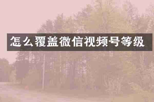 怎么覆盖微信视频号等级