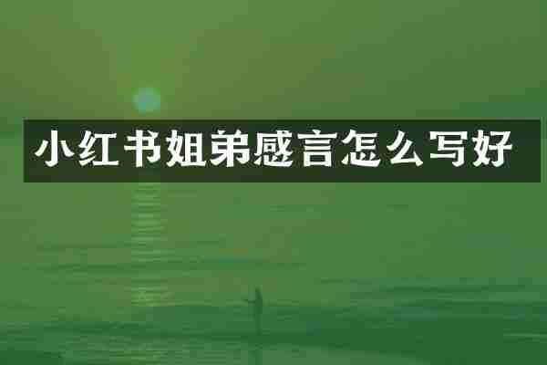 小红书姐弟感言怎么写好