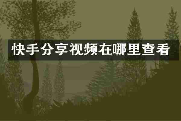 快手分享视频在哪里查看