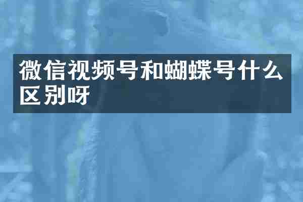 微信视频号和蝴蝶号什么区别呀