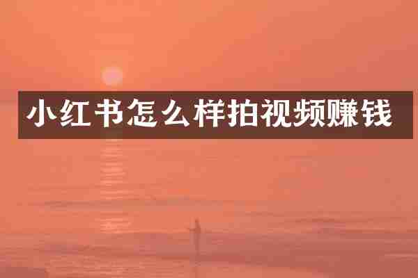 小红书怎么样拍视频赚钱