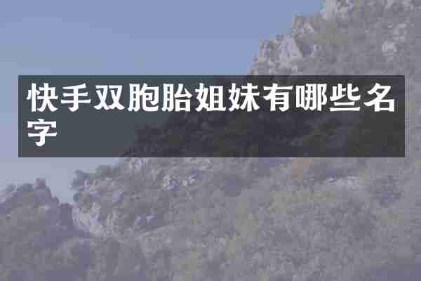 快手双胞胎姐妹有哪些名字